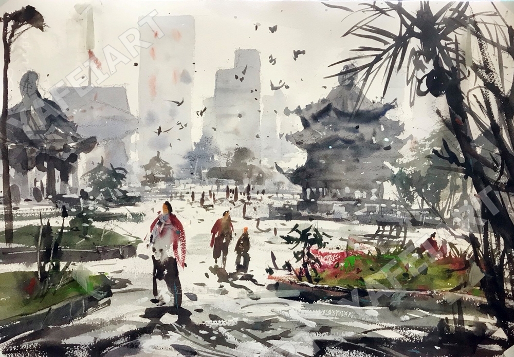 228公園 寫生示範watercolor21